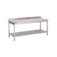 PREP&WORK TABLE WITH UNDER SHELF AND BACKSPLASH L200 X D70X H85CM STAINLESS STEEL PRO.INOX