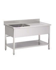 SINK 1-BOWL RIGHT-HAND DRAINER UNDER-SHELF L120 X D70 X H85CM STAINLESS STEEL PRO.INOX