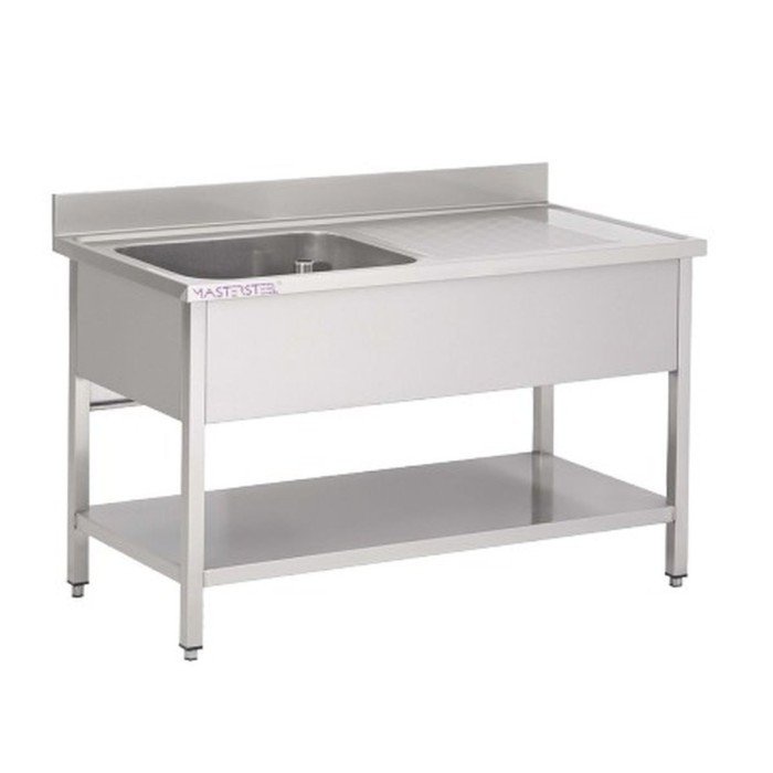 SINK 1-BOWL RIGHT-HAND DRAINER UNDER-SHELF L120 X D70 X H85CM STAINLESS STEEL PRO.INOX