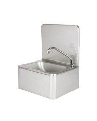 HANDWASH SINK KNEE-OPERATED TAP AND BACKSPLASH H36CM L33 X W23CM STAINLESS STEEL PRO.INOX