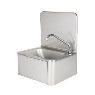 HANDWASH SINK KNEE-OPERATED TAP AND BACKSPLASH H36CM L33 X W23CM STAINLESS STEEL PRO.INOX