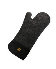 MITTENS BLACK SILICONE WITH COTTON LINING HEAT RESISTANT 250°C L38CM 