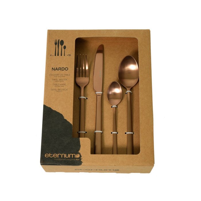 CUTLERY SET BOX OF 16 COPPER STAINLESS STEEL NARDO ETERNUM