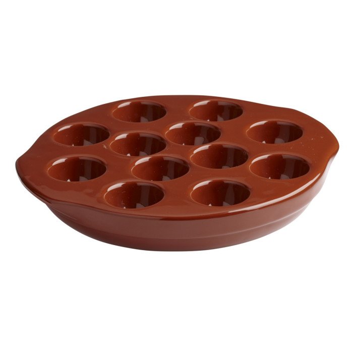 Escargot dish round brown stoneware Ø 20 cm