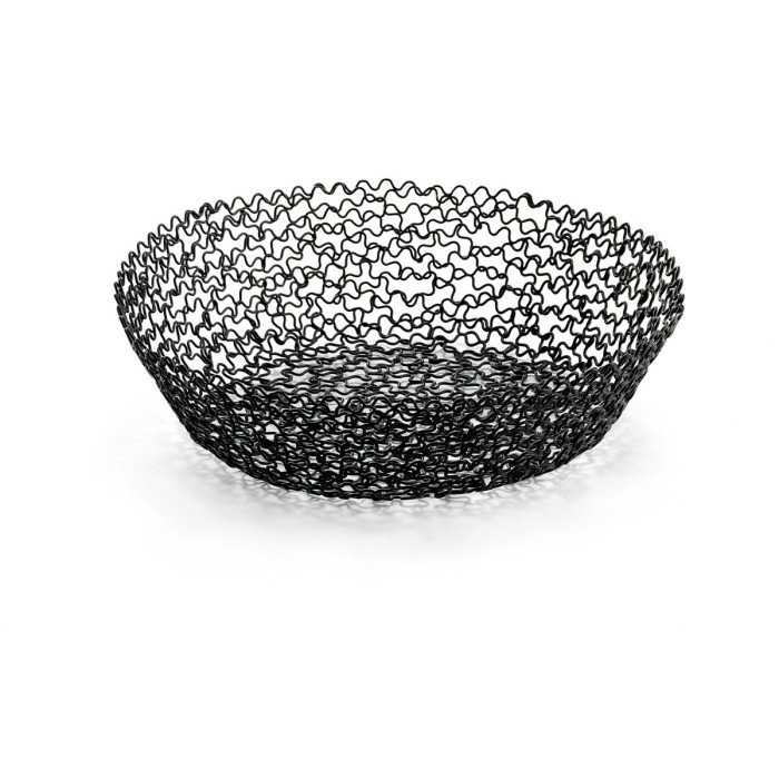 Basket round black Ø 20 cm 5 cm Boucle Tablecraft