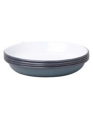 DEEP PLATE ROUND PIGEON GREY Ø22CM STEEL ENAMEL ENAMELWARE FALCON