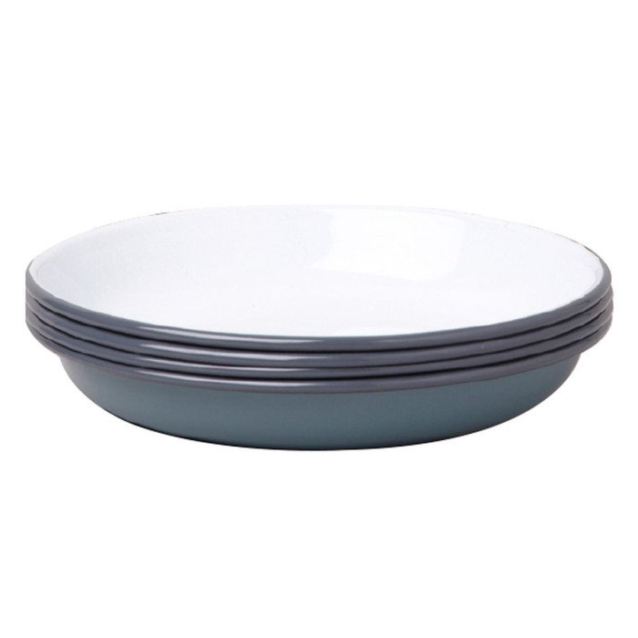 DEEP PLATE ROUND PIGEON GREY Ø22CM STEEL ENAMEL ENAMELWARE FALCON