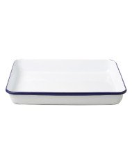 SERVING TRAY ROUND WHITE STEEL ENAMEL ENAMELWARE FALCON