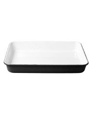 SERVING TRAY ROUND COAL BLACK STEEL ENAMEL ENAMELWARE FALCON