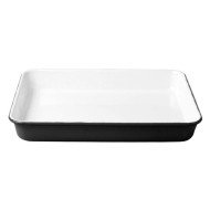 SERVING TRAY ROUND COAL BLACK STEEL ENAMEL ENAMELWARE FALCON