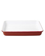 SERVING TRAY ROUND RED STEEL ENAMEL ENAMELWARE FALCON