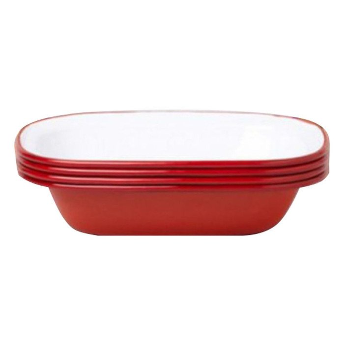 PIE DISH (4 PIECES) ROUND PILLAR BOX RED L20CM STEEL ENAMEL ENAMELWARE FALCON