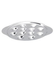 12-hole escargot dish round grey stainless steel Ø 23 cm