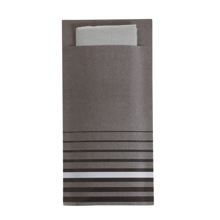 CUTLERY POUCH ISI GREY WITH MATCHING NAPKIN PACK OF 50