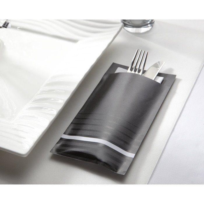 CUTLERY POUCH ISI WHITE WITH MATCHING NAPKIN PACK OF 50