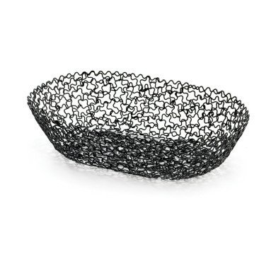 Basket oval black 22x14x5 cm Boucle Tablecraft