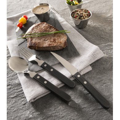 Table fork black stainless steel 18/0 20 cm Steak Pizza