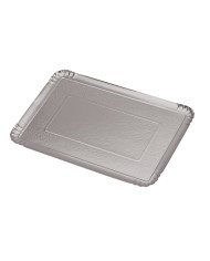 Catering tray rectangular silver cardboard 42x28 cm (25 units)