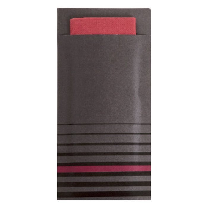 CUTLERY POUCH ISI BORDEAUX WITH MATCHING NAPKIN PACK OF 50