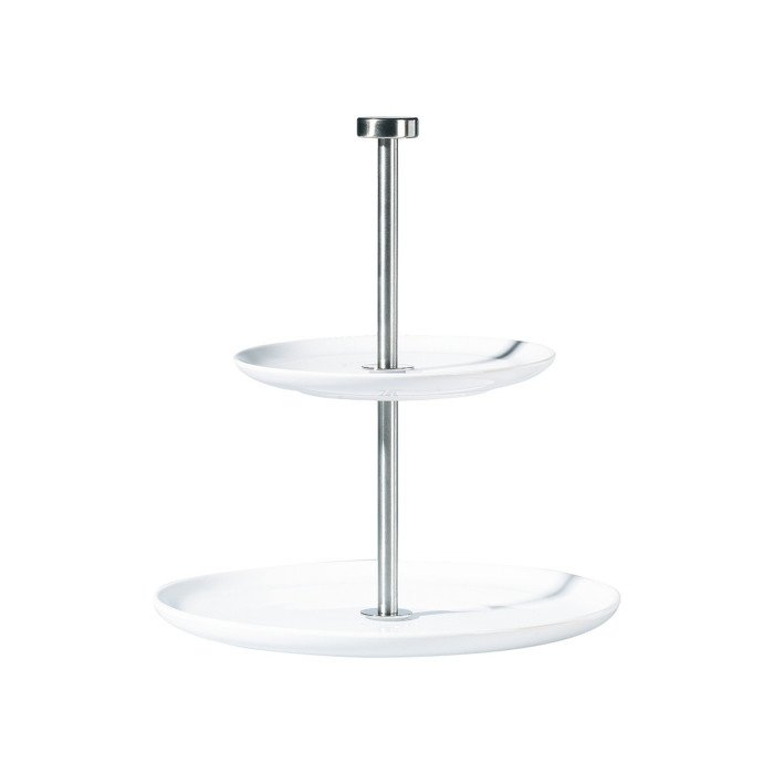 CAKE STAND 2-TIERS  PORCELAIN 