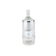 DOUBLE WALL BOTTLE COOLER D12/10XH23CM CLEAR PS WITH CHROME EDGE