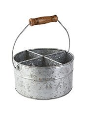 ROUND 4-COMPARTMENTS TABLE CADDY WITH HANDLE D21XH12CM GALVANIZED STEEL