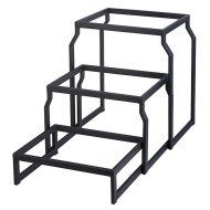 T-COLLECTION SET OF 3 BUFFET RISERS POWDER COATED BLACK STEEL TIGER