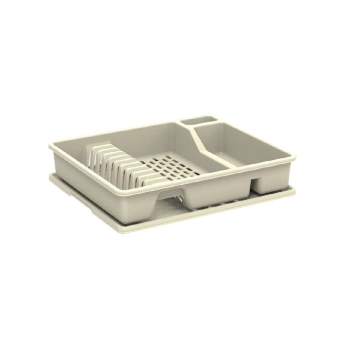 DELUXE OFF-WHITE DISH DRAINER WITH TRAY L45 X W37 X H9CM