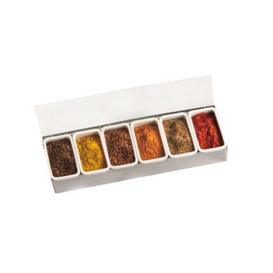 SPICE BOX 6 COMPARTMENTS SST BODY PLASTIC LID