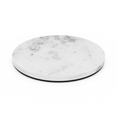 ROUND PLINTH WHITE D32XH2.5CM MARBLE TILT CRASTER