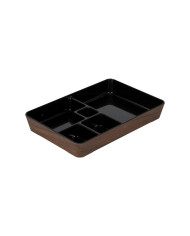 BENTO BOX WITH PARTITIONS BLACK WOOD L18.9XW28.4XH4.1CM MELAMINE TOKYO