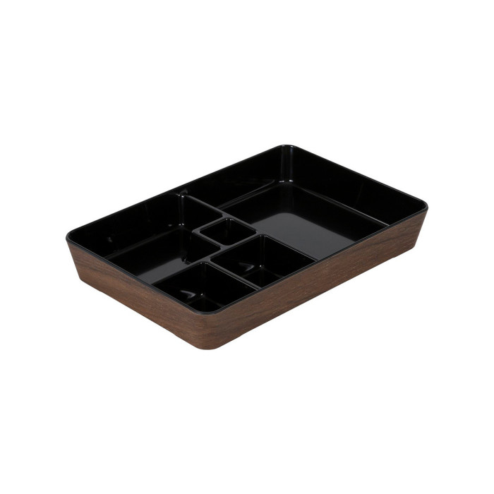 BENTO BOX WITH PARTITIONS BLACK WOOD L18.9XW28.4XH4.1CM MELAMINE TOKYO